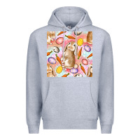 Heather Grey Happy Easter Bunny Seamless Pattern Premium Hoodie - BundleAndBundleShop