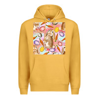 Mustard Happy Easter Bunny Seamless Pattern Premium Hoodie - BundleAndBundleShop