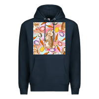 Navy Happy Easter Bunny Seamless Pattern Premium Hoodie - BundleAndBundleShop