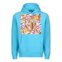 Ocean Blue Happy Easter Bunny Seamless Pattern Premium Hoodie - BundleAndBundleShop