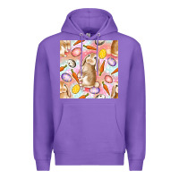Purple Happy Easter Bunny Seamless Pattern Premium Hoodie - BundleAndBundleShop