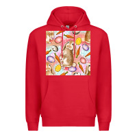Red Happy Easter Bunny Seamless Pattern Premium Hoodie - BundleAndBundleShop