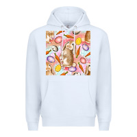 White Happy Easter Bunny Seamless Pattern Premium Hoodie - BundleAndBundleShop