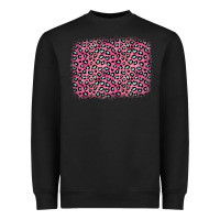 Black pink glitter leopard with heart background Heavyweight Sweatshirt - OliviaCreatesArt