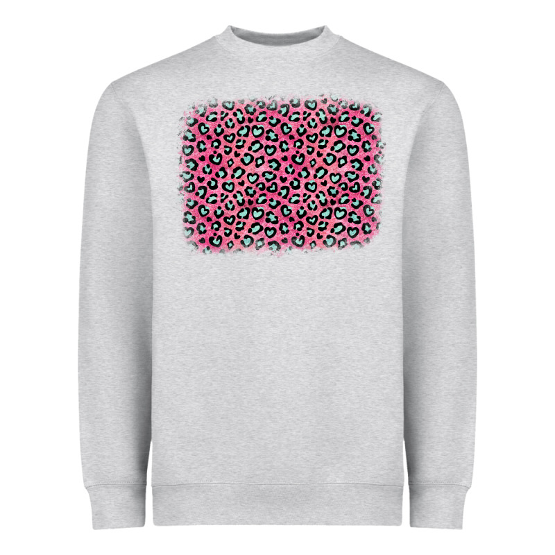 Pink Glitter Leopard With Heart Background Heavyweight Sweatshirt by OliviaCreatesArt | Teevron