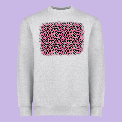 Pink Glitter Leopard With Heart Background Heavyweight Sweatshirt Designed By Oliviacreatesart