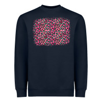 Navy pink glitter leopard with heart background Heavyweight Sweatshirt - OliviaCreatesArt