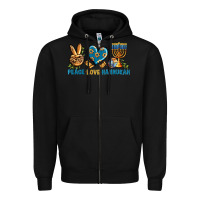 Black Peace Love Hannukah Zipper Hoodie - BundleAndBundleShop