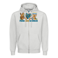 Dove Grey Peace Love Hannukah Zipper Hoodie - BundleAndBundleShop