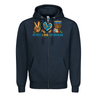 Navy Peace Love Hannukah Zipper Hoodie - BundleAndBundleShop
