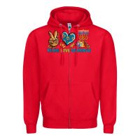 Red Peace Love Hannukah Zipper Hoodie - BundleAndBundleShop