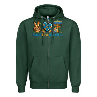 Sports Green Peace Love Hannukah Zipper Hoodie - BundleAndBundleShop