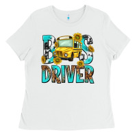 White bus driver Ladies Tee - NancyCooperArtShop