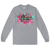 Heather Grey My god is stronger than Cancer Awareness Long Sleeve Tee - HowdyJamesFarm