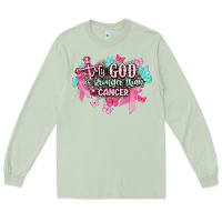 Matcha My god is stronger than Cancer Awareness Long Sleeve Tee - HowdyJamesFarm