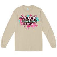 Mushroom My god is stronger than Cancer Awareness Long Sleeve Tee - HowdyJamesFarm