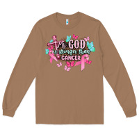 Toasted Coconut My god is stronger than Cancer Awareness Long Sleeve Tee - HowdyJamesFarm
