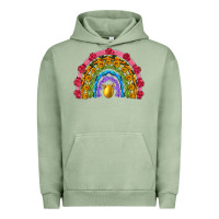 Pigment Oil Green easter and spring with flowers carrots butterfly and sunflower rainbow Urban Hoodie - Artiststas