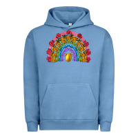 Pigment Pebble Blue easter and spring with flowers carrots butterfly and sunflower rainbow Urban Hoodie - Artiststas