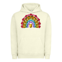 Pigment Pistachio easter and spring with flowers carrots butterfly and sunflower rainbow Urban Hoodie - Artiststas