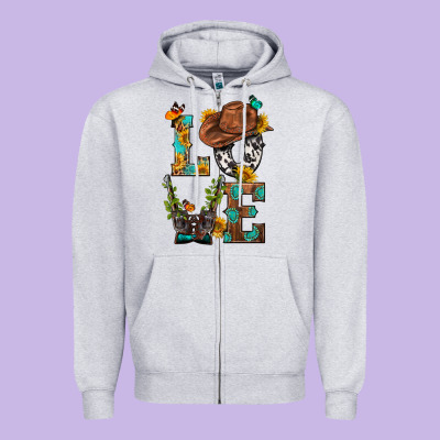 Western Love With Gun Zipper Hoodie Designed By Bundleandbundleshop
