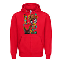 Red Western Love with Gun Zipper Hoodie - BundleAndBundleShop