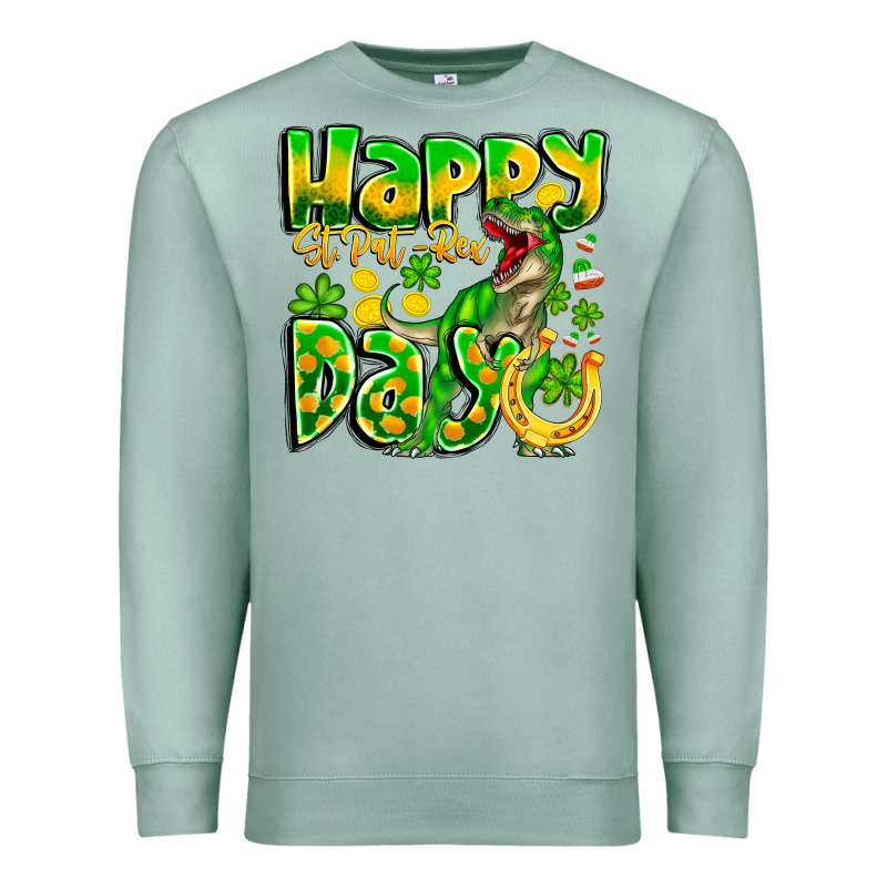 Happy St Patricks Rex Day Premium Sweatshirt by CowhideDigitalArt | Teevron