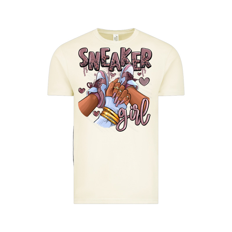 Sky J Mauve Sneaker Girl Afro Woman Vintage Tee by RanaPortraitStore | Teevron