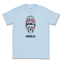 Dusty Blue Pink Flower on Cyan Background Mom Skull Classic Tee - Bettercallsaul