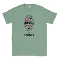 Pink Flower On Cyan Background Mom Skull Classic Tee | Teevron