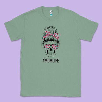 Pink Flower On Cyan Background Mom Skull Classic Tee Designed By Bettercallsaul