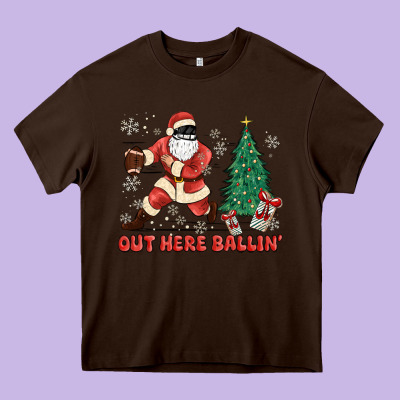 Out Here Ballin' Heavy Core Tee Designed By Maliassmallbusiness