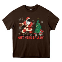 Chocolate Brown out here ballin' Heavy Core Tee - MaliasSmallBusiness