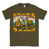 Army Green Western Charolais Heifer With Sunflowers Classic Tee - LillyAllenDesigns
