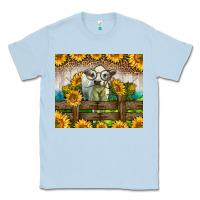 Dusty Blue Western Charolais Heifer With Sunflowers Classic Tee - LillyAllenDesigns