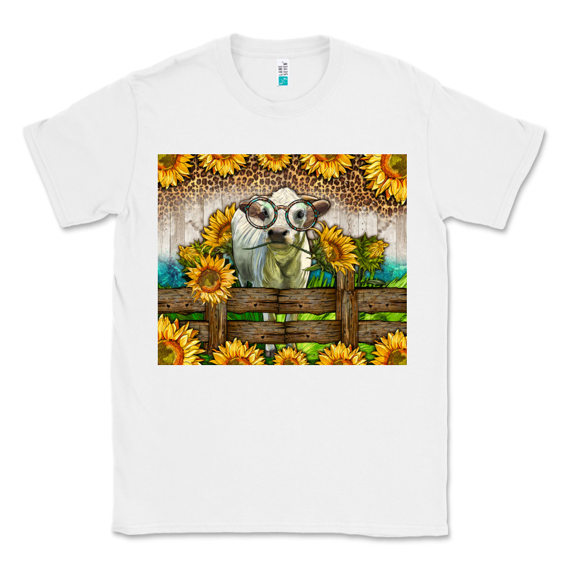 Western Charolais Heifer With Sunflowers Classic Tee by LillyAllenDesigns | Teevron