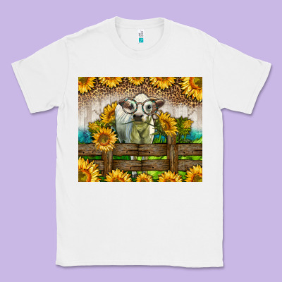 Western Charolais Heifer With Sunflowers Classic Tee Designed By Lillyallendesigns