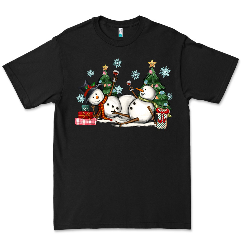 Christmas Snowmen With Wine Premium Tee by MaliasSmallBusiness | Teevron