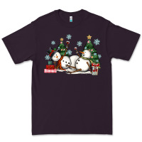 Plum christmas snowmen with wine Premium Tee - MaliasSmallBusiness