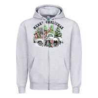 Heather Grey merry christmas gnomies Zipper Hoodie - FaDigitalArtStudio