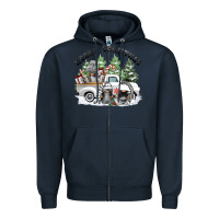 Navy merry christmas gnomies Zipper Hoodie - FaDigitalArtStudio