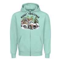 Seafoam merry christmas gnomies Zipper Hoodie - FaDigitalArtStudio