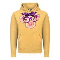 Vintage Mustard pig with bandana Vintage Hoodie - RanaPortraitStore