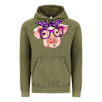 Vintage Olive pig with bandana Vintage Hoodie - RanaPortraitStore