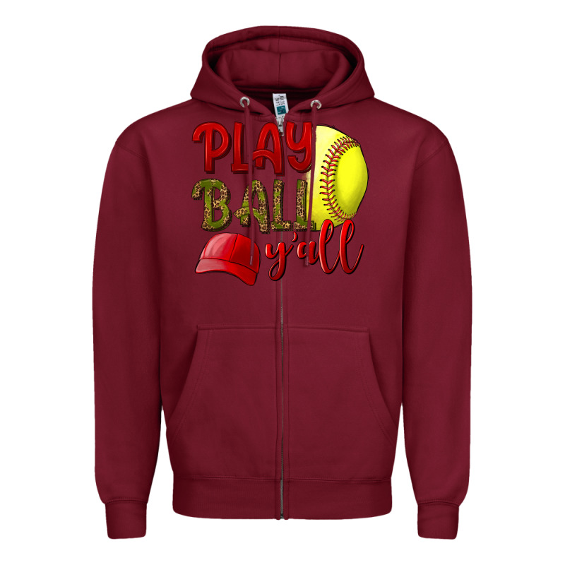 Play Ball Y'all Softball Zipper Hoodie by BundleAndBundleShop | Teevron