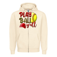 Sandshell Play Ball Y'all Softball Zipper Hoodie - BundleAndBundleShop