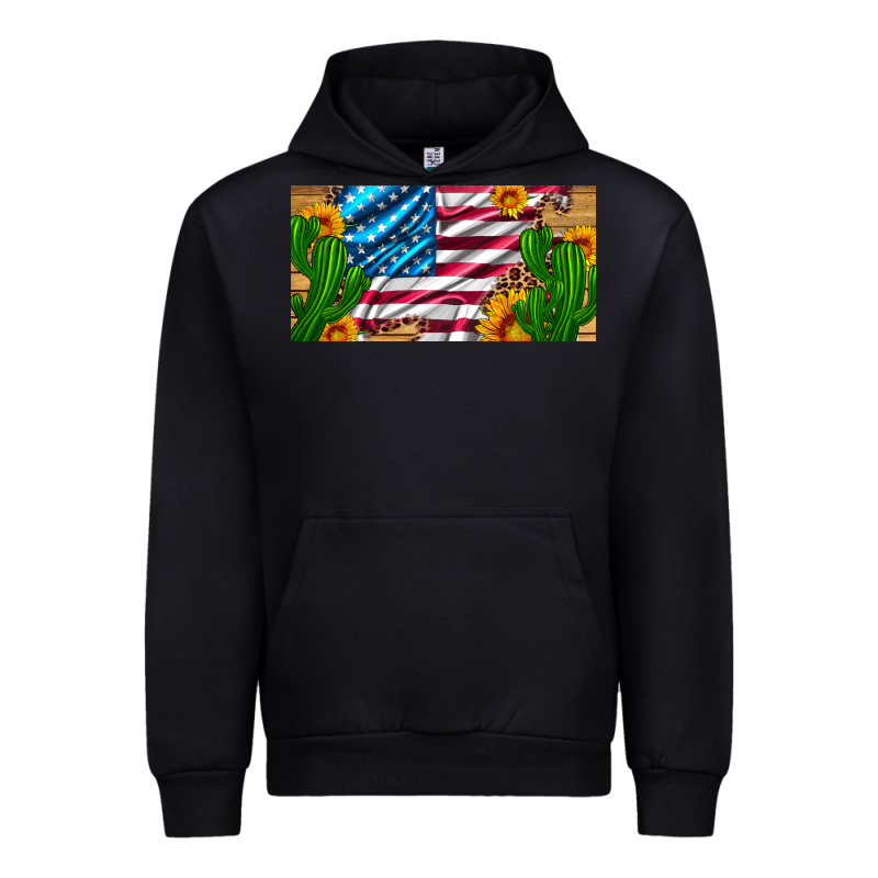 Usa Flag And Cactus And Sunflowers With Leopard And Wood License  Plat Urban Hoodie by Artiststas | Teevron