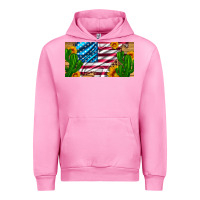 Fuchsia Pink usa flag and cactus and sunflowers with leopard and wood license  plat Urban Hoodie - Artiststas