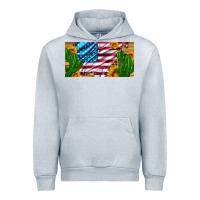 Heather Grey usa flag and cactus and sunflowers with leopard and wood license  plat Urban Hoodie - Artiststas