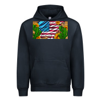 Navy usa flag and cactus and sunflowers with leopard and wood license  plat Urban Hoodie - Artiststas
